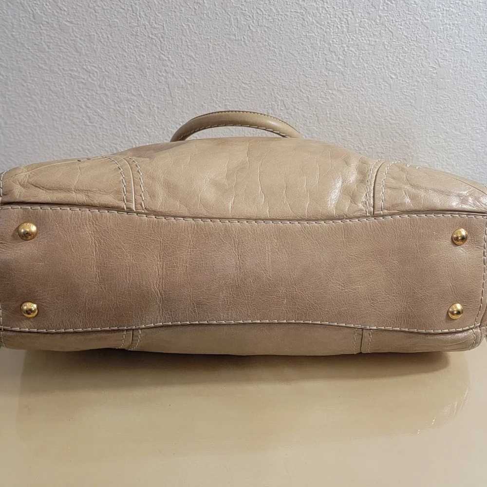 ✨PRADA✨Vitella Satchel Large Calf Leather Tote Soft Metallic Gold - Picture 10 of 15